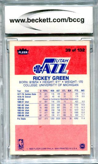 Rickey Green 1986-87 Fleer Premier #39 BCCG NM 9 Card