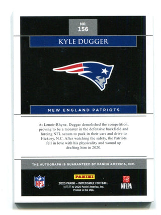 Kyle Dugger 2020 Panini Impeccable #156 Autographed Card 24/25