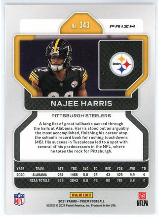 Najee Harris 2021 Panini Przim Red Cracked Ice Rookie Card #343