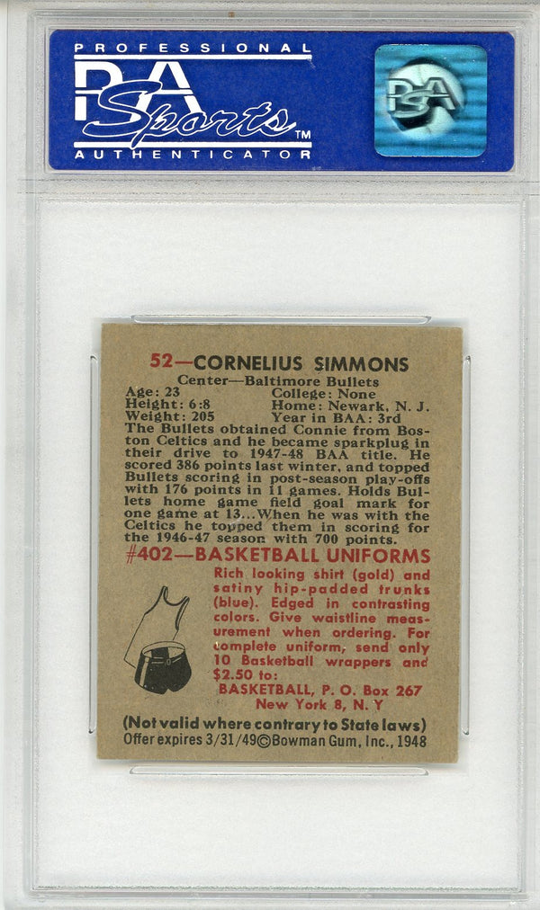 Cornelius Simmons 1948 Bowman Card #52 (PSA NM 7)