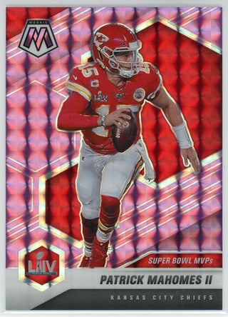 Patrick Mahomes 2021 Panini Mosaic Super Bowl MVP's Pink Prizm Card #288