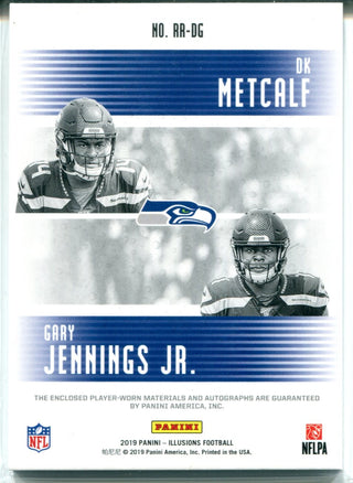 DK Metcalf & Gary Jennings Jr Autographed 2019 Panini Illusions Rookie Reflections Jersey Card