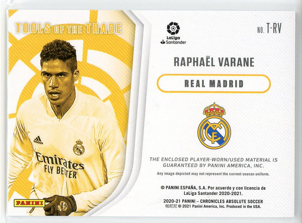 Raphael Varane 2020-21 Panini Chronicles Absolute Tools of the Trade Patch Card #T-RV