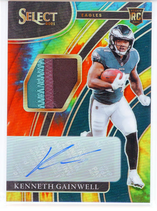 Kenneth Gainwell Autographed 2021 Panini Select Tie Dye Prizm Rookie Card #RS-KGA