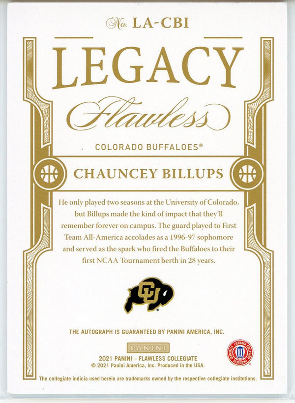 Chauncey Billups Autographed 2021 Panini Flawless Legacy Card