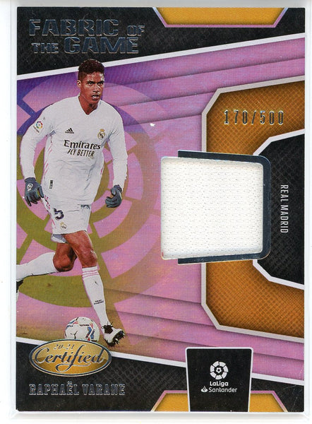 Raphael Varane 2020-21 Panini Chronicles Certified Fabric of the