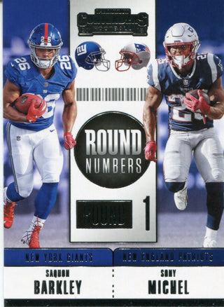 Saquon Barkley & Sony Michel 2018 Panini Contenders Rookie Card