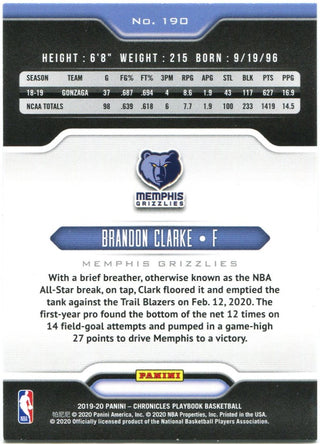 Brandon Clarke Panini Chronicles Playbook Rookie Card