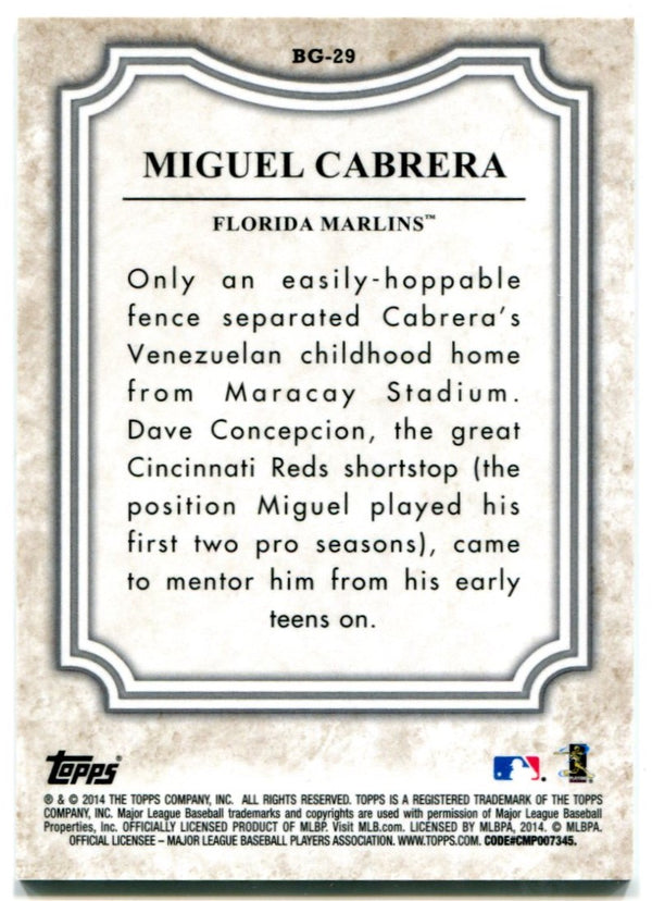 Miguel Cabrera Topps Before They Were Great 2014 10/99 #BG-29