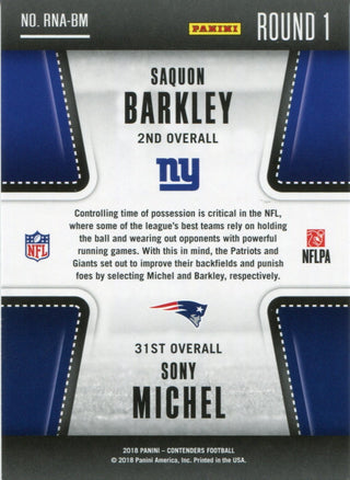 Saquon Barkley & Sony Michel 2018 Panini Contenders Rookie Card