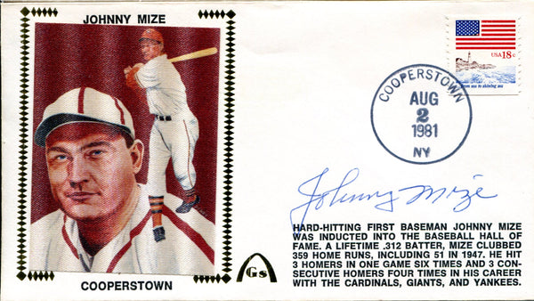 Johnny Mize Autographed First Day Cover