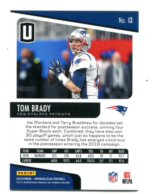 Tom Brady 2019 Panini Unparalleled #13 Card