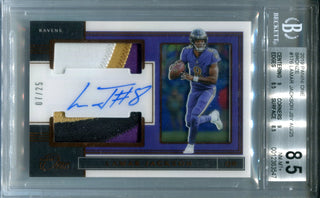 Lamar Jackson Autographed 2019 Panini One Jersey Bronze Card (BVG)