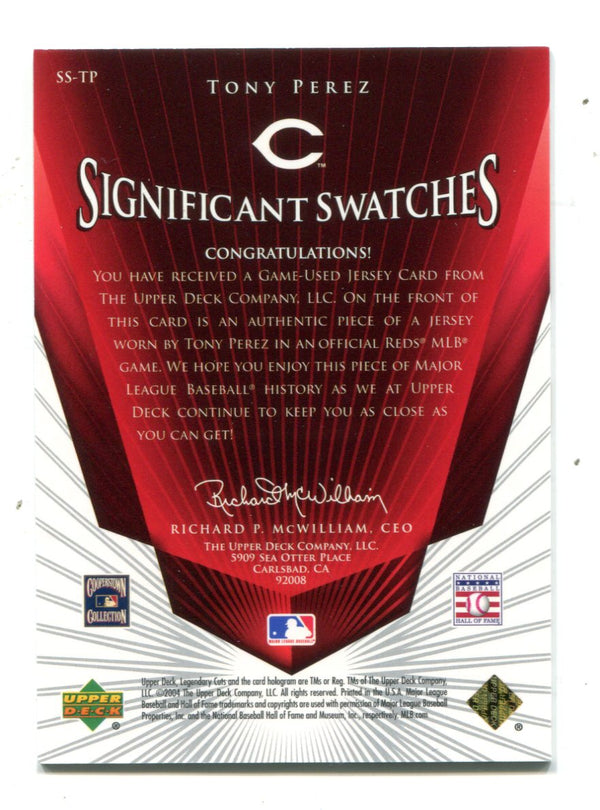 Tony Perez 2004 Upper Deck SP Legendary Cuts Gold Jersey Card