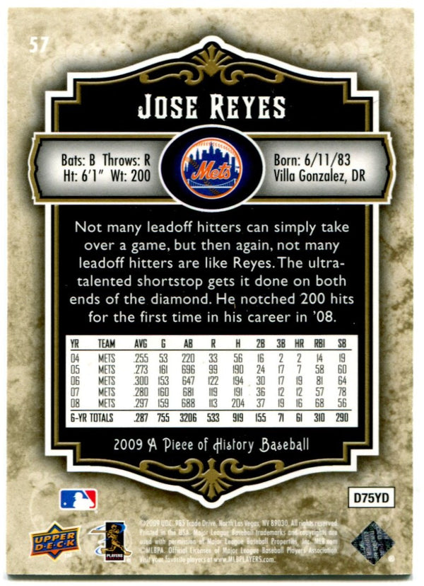 Jose Reyes A Piece of History Upper Deck 2009 21/50 #57