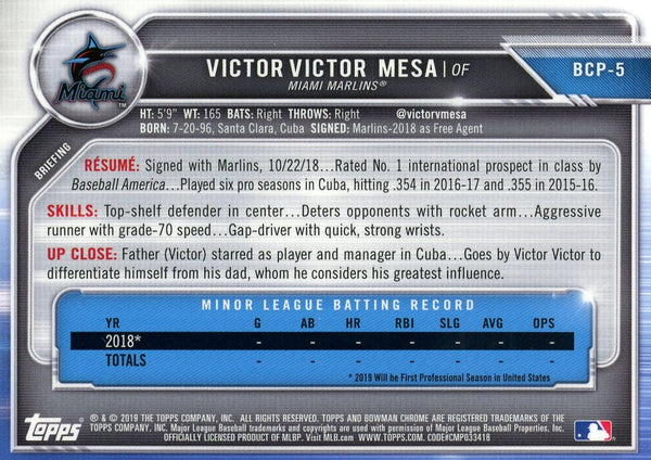 Victor Victor Mesa 2019 Bowman Chrome Card