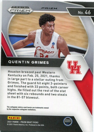 Quentin Grimes 2021 Panini Prizm Draft Picks Red Ice Rookie Card