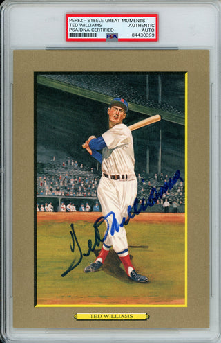 Ted Williams Autographed Perez Steele Great Moments Post Card (PSA)