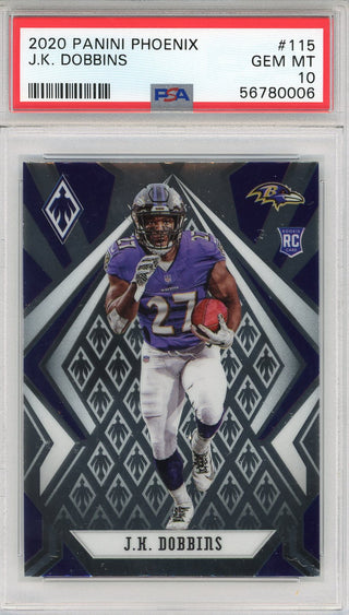 JK Dobbins 2020 Panini Phoenix Rookie Card #115 (PSA)