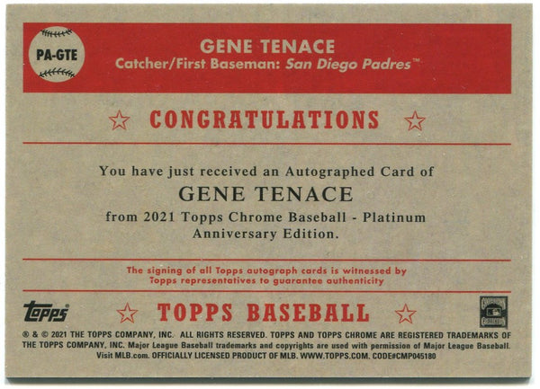 Gene Tenace Topps Chrome 2021 Auto