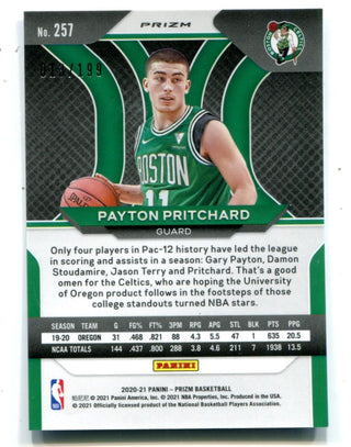 Payton Pritchard 2020-21 Panini Blue Prizm #257 23/199 Card
