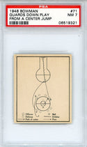 Guards Down Play from a Center Jump 1948 Bowman Card #71 (PSA NM 7)