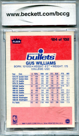 Gus Williams 1986-87 Fleer Premier #124 BCCG NM 9 Card