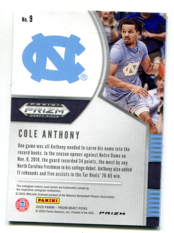Cole Anthony 2020 Panini Draft Picks Red/White/Blue Prizm #9 Card