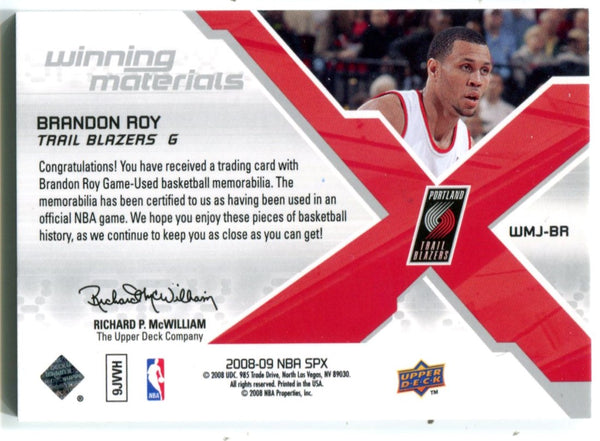 Brandon Roy 2008 Upper Deck SPX Winning Materials Jersey Card #WMJBR