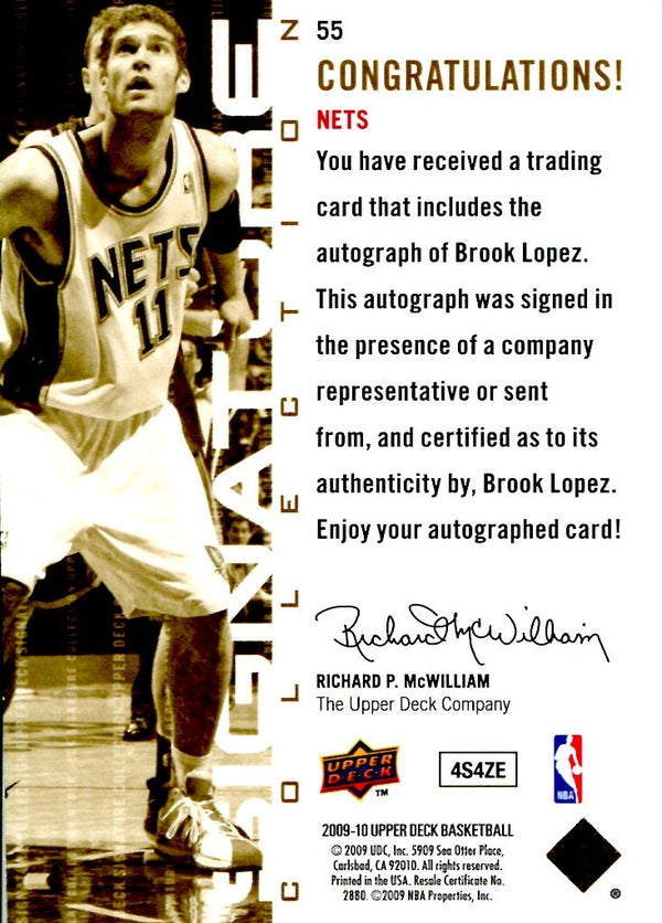Brook Lopez 2009-10 Signature Collection Autographed Card