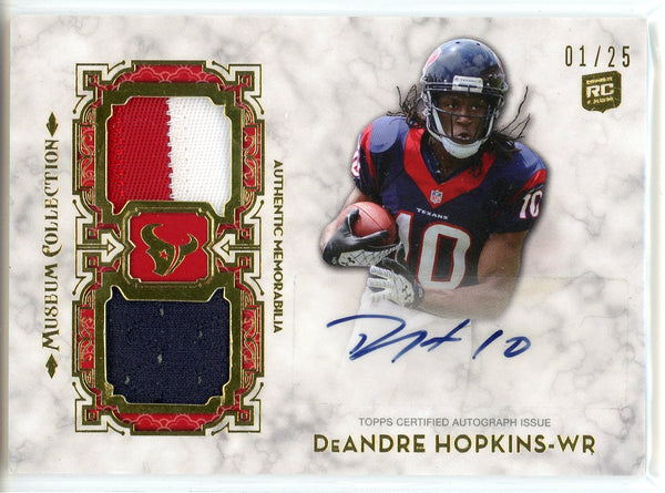 DeAndre Hopkins Autographed 2013 Topps Museum Collection Rookie Patch Card #SSDRA-DA
