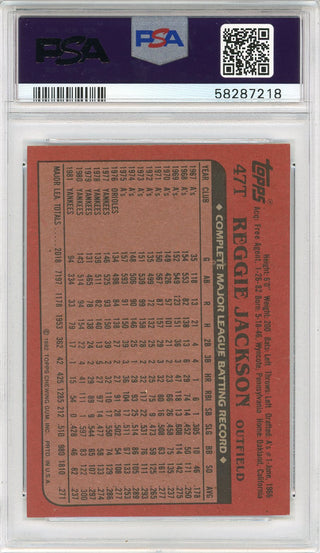 Reggie Jackson 1982 Topps Traded Card #47T (PSA NM-MT 8)
