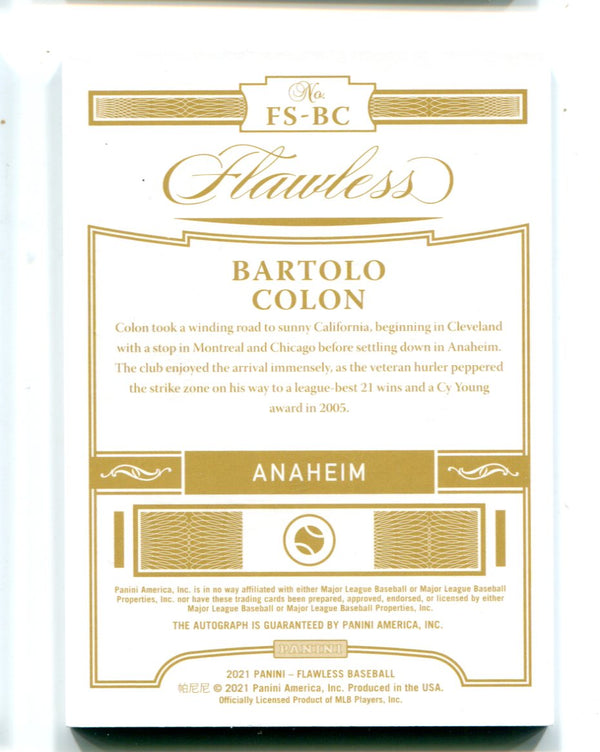Bartolo Colon 2021 Panini Flawless #FSBC Autographed Card /15