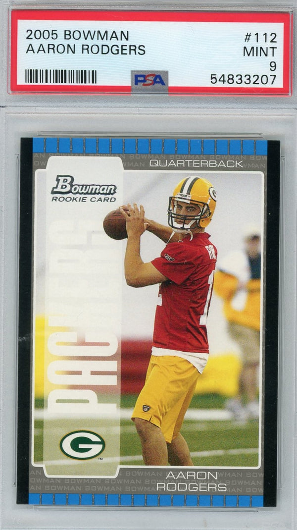 Aaron Rodgers 2005 Bowman #112 PSA Mint 9 RC