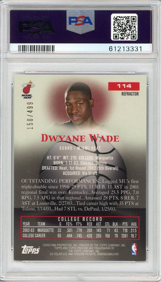 Dwyane Wade 2003 Topps Pristine Refractor Card (PSA NM-MT 8)