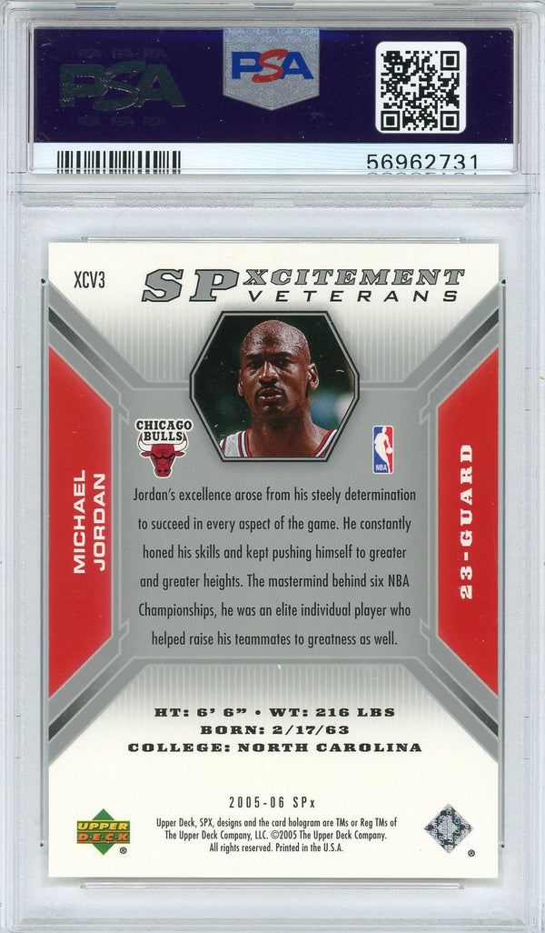 Michael Jordan 2005 Upper Deck SPx SPxcitement Veterans Card #XCV3 (PSA)