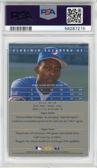 Vladimir Guerrero 1995 Bowman's Best Card #2 (PSA NM-MT 8)
