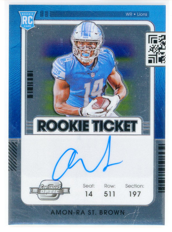 Amon-Ra St. Brown Autographed 2021 Panini Contenders Optic Rookie Card #131