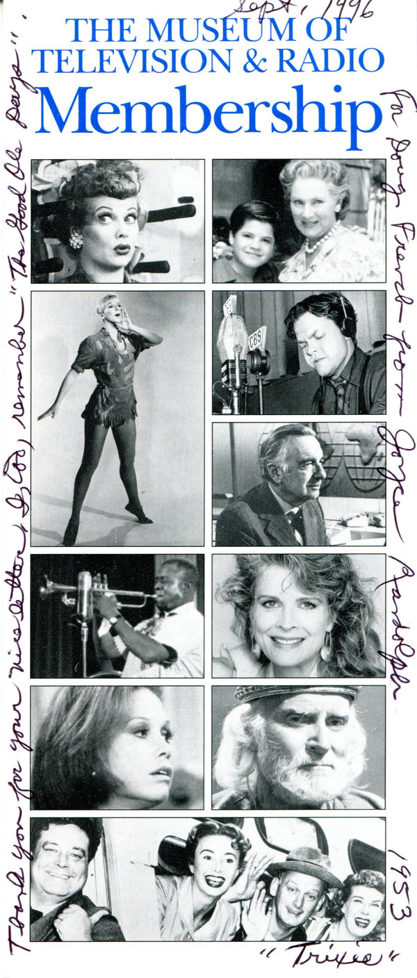 Joyce Randolph Autographed Museum of Television & Radio Membership Pamphlet