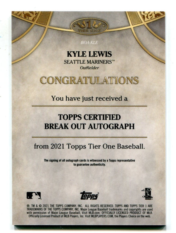 Kyle Lewis 2020 Topps Tier One #BOAKLE Auto RC /25
