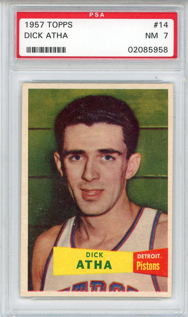 Dick Atha 1957 Topps Card #14 (PSA NM 7)