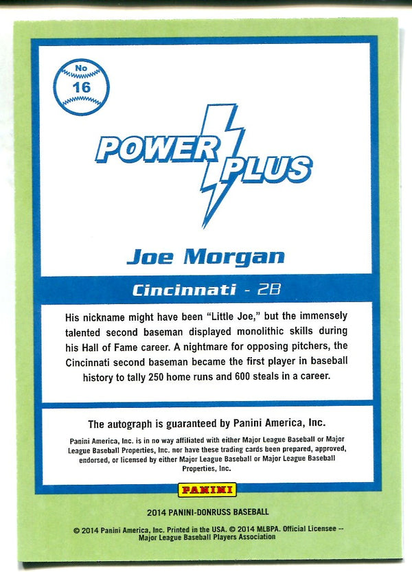 Joe Morgan 2014 Donruss Power Plus Autographed Card #8/10