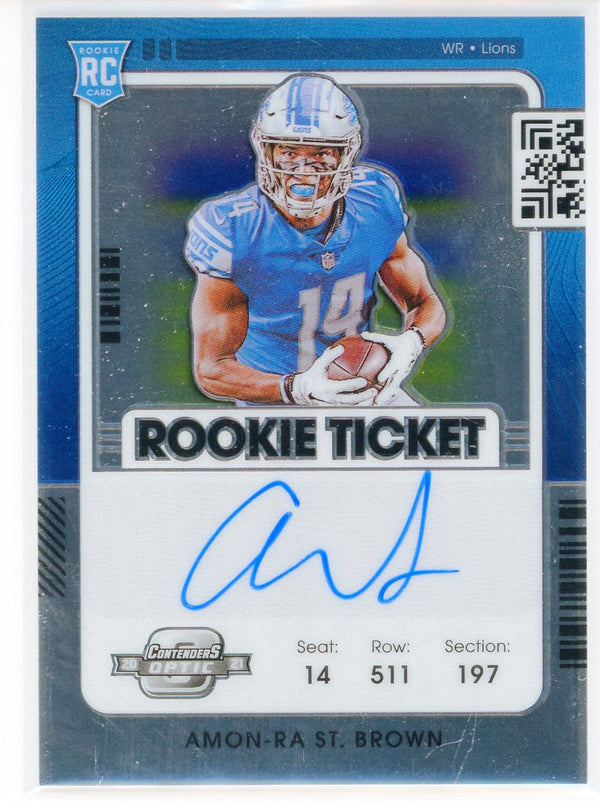 Amon-Ra St. Brown Autographed 2021 Panini Contenders Optic Rookie Card