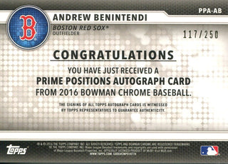 Andrew Benintendi Autographed 2016 Topps Bowman Chrome Card