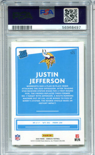 Justin Jefferson 2020 Panini Donruss Yellow Press Proof #313 RC Mint 9