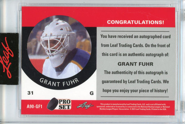Grant Fuhr Autographed 2021 Leaf Pro Set Encased Card #A90-GF1