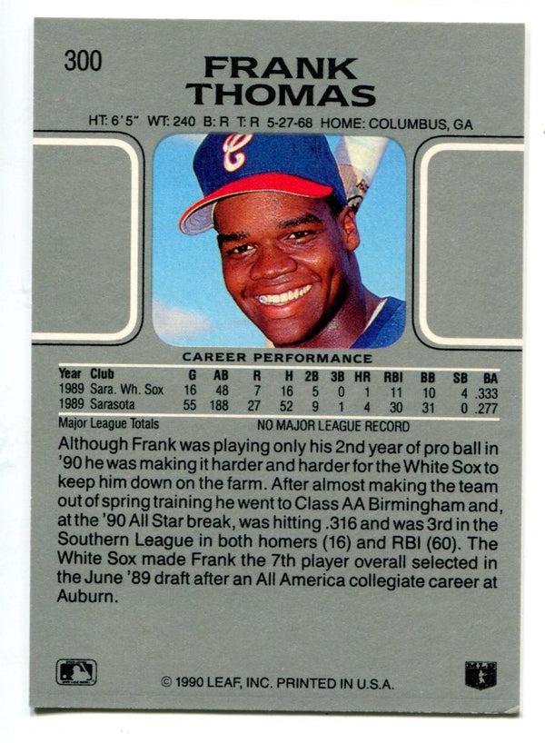 Frank Thomas (Chicago White Sox) 1990 Leaf Baseball #300 RC Rookie