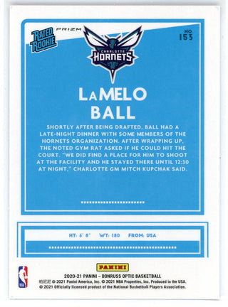 LaMelo Ball 2020-21 Panini Donruss Optic Rated Rookie Pink Prizm Card #153