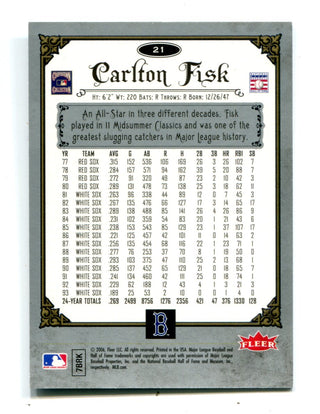 Carlton Fisk 2006 Fleer Greats of The Game #21 Card /299