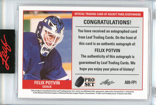 Felix Potvin Autographed 2021 Leaf Pro Set Encased Card #A89-FP1
